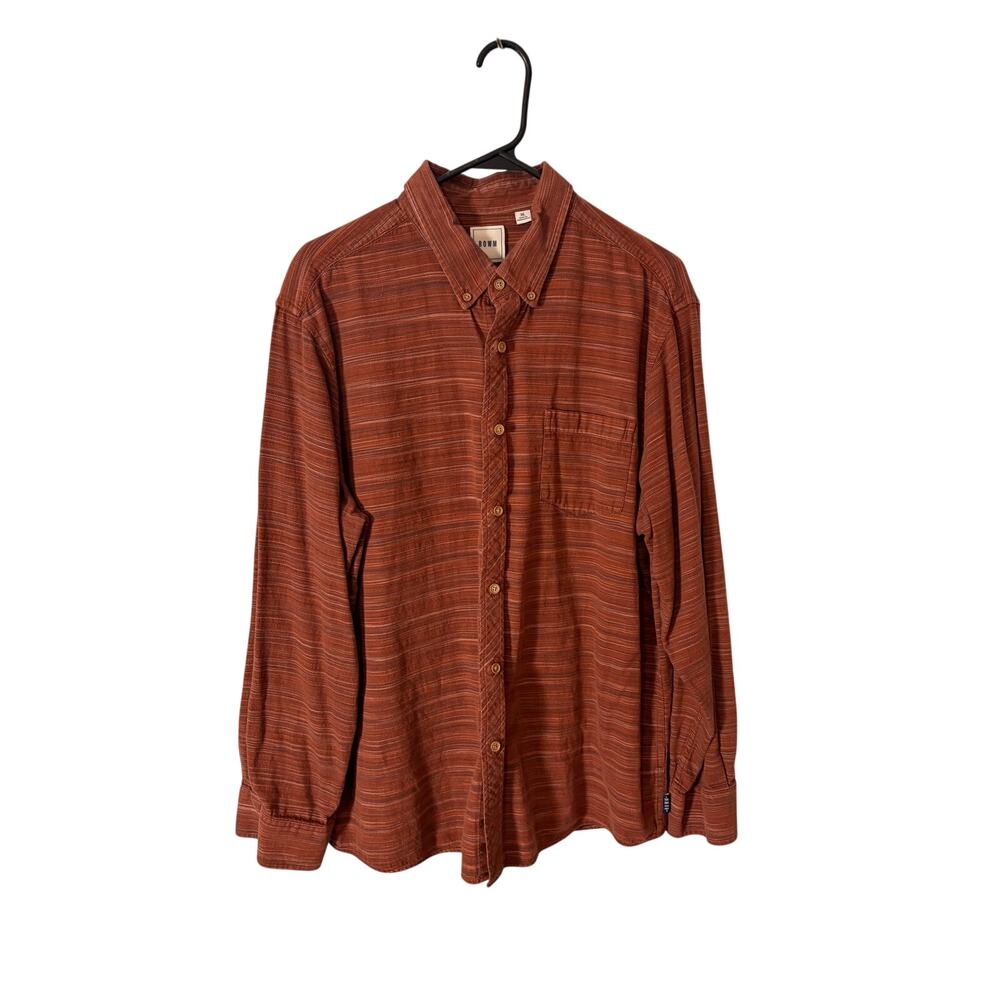 ROWM 100% Cotton Long Sleeve Button Down Shirt XL Brown Rust Cabin Outdoors